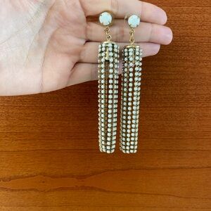 White and Gold Tassel Earrings and Matching Ring